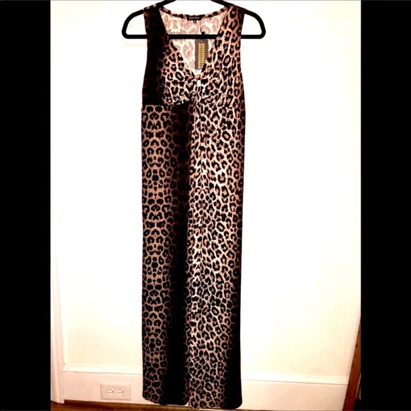🎊HOST PICK💞LONG DRESS SLINKY MAXI LEOPARD  STRETCHY FLOWY BEACH SWIM COVER M NEW - Picture 4 of 7